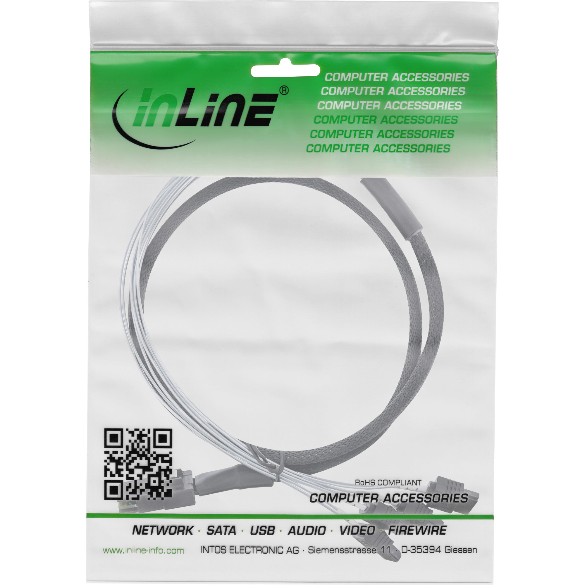 Resim InLine 27620 Mini SAS SFF-8087 - 4x SATA Doğrudan Kablo, 0.5m, Kırmızı