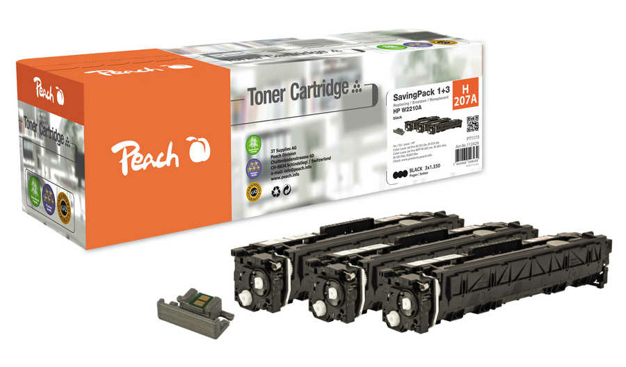 Peach PT1173 toner cartridge 3 pc(s) Compatible Black