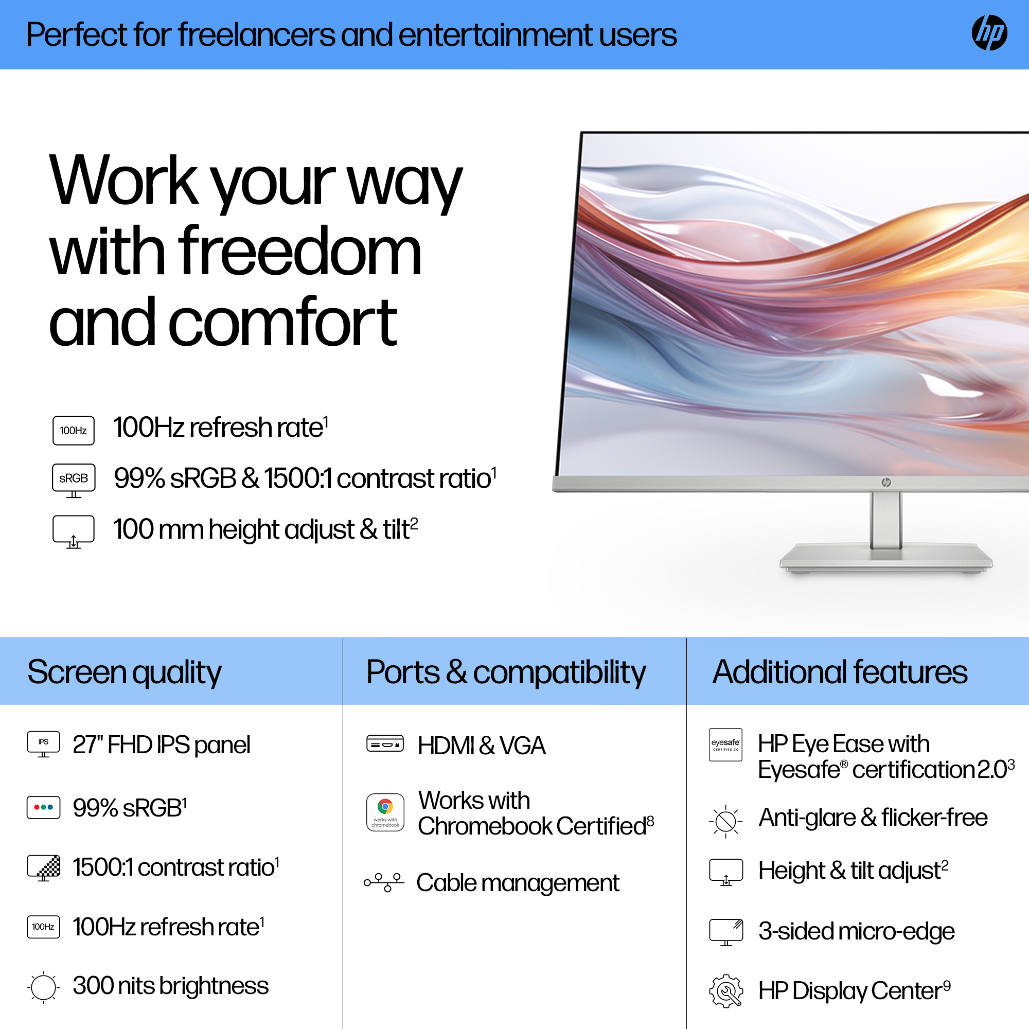 HP Series 5 27 inch FHD Height Adjust Monitor - 527sh – image 3