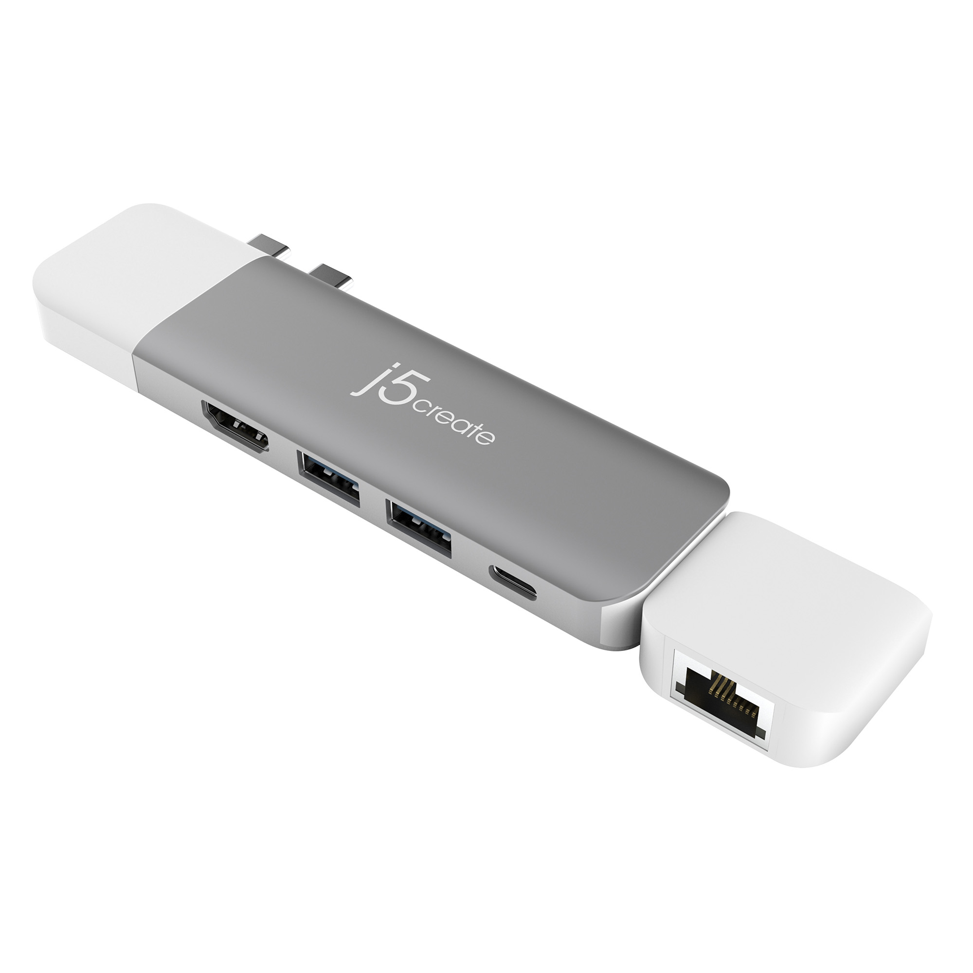 j5create JCD389 Ultradrive Kit USB-C™ Multi-Display Modular Dock, includes 2x HDMI ports and 4x USB ports, Silver and White – image 3