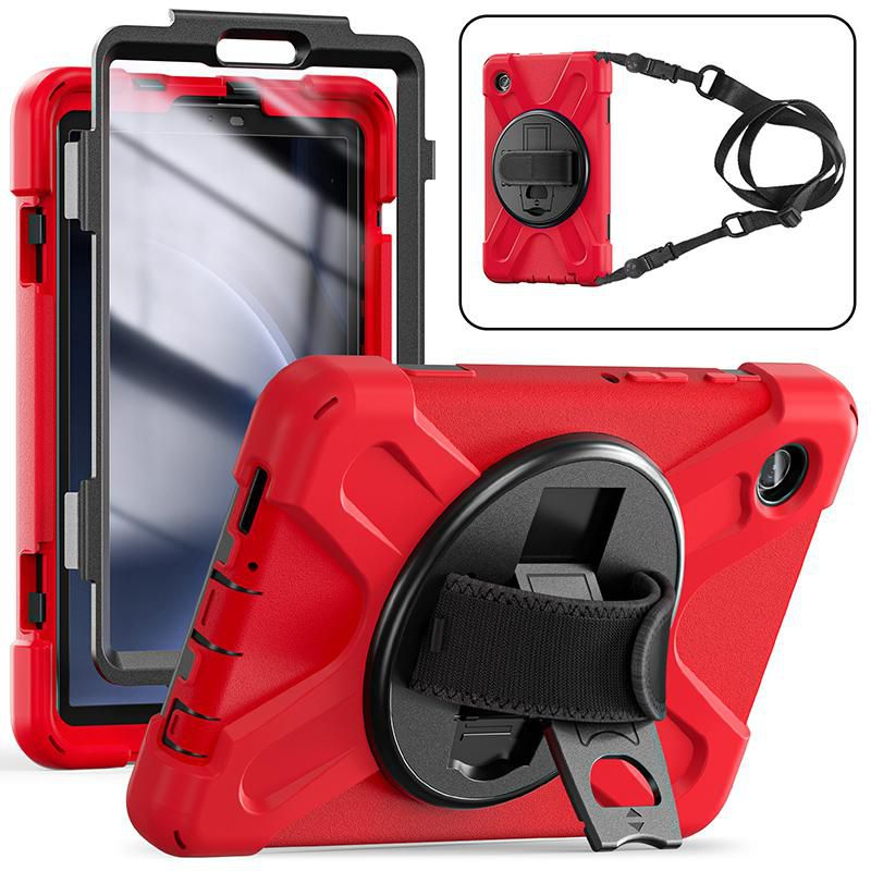 eSTUFF Galaxy Tab A9 CHICAGO Full Body Defender Case with built-in screen protector. Red – image 1