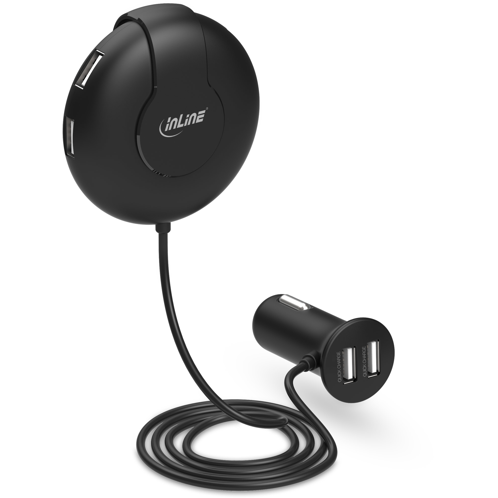 InLine USB car charger with smart IC, 12/24V to – image 1