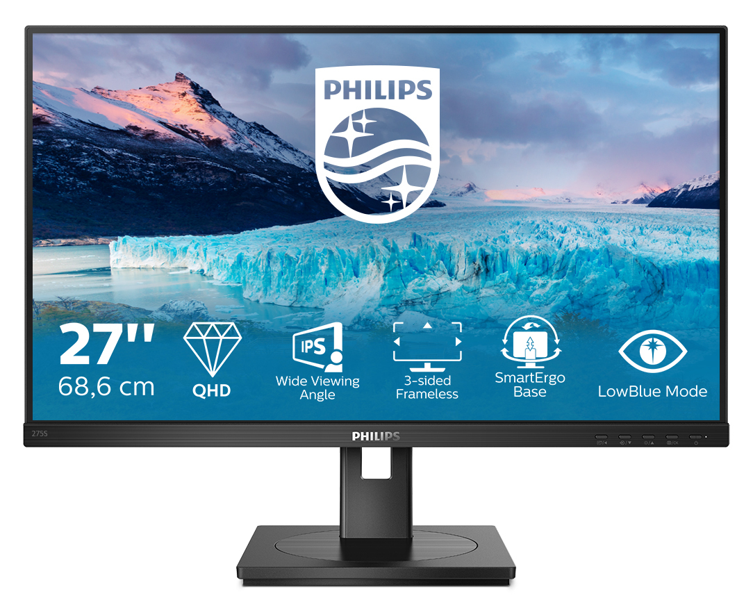 Philips S Line 275S1AE/00 pantalla para PC 68,6 cm (27") 2560 x 1440 Pixeles 2K Ultra HD LCD Negro
