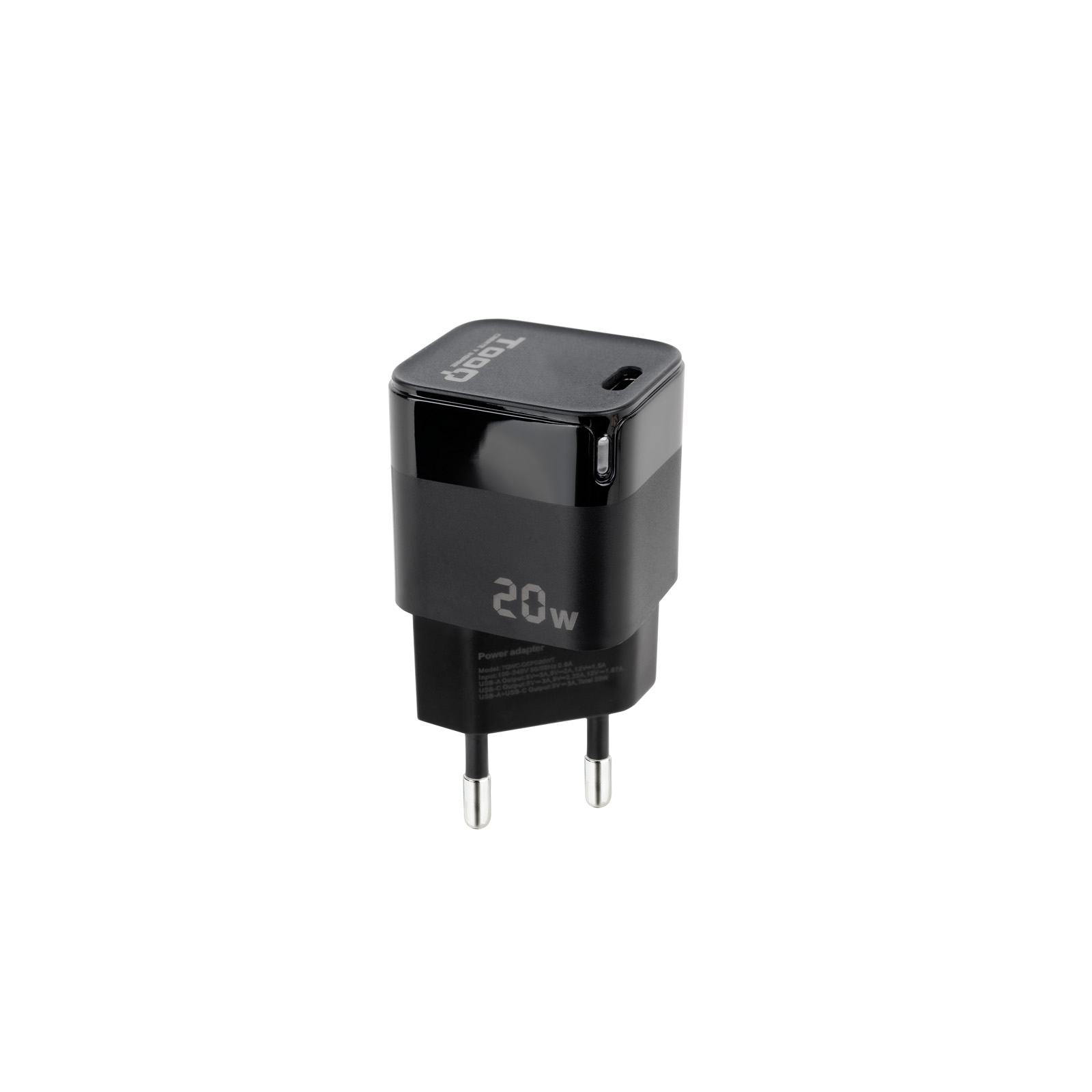 TooQ USB-C PD20W Wall Charger PD20W, Black