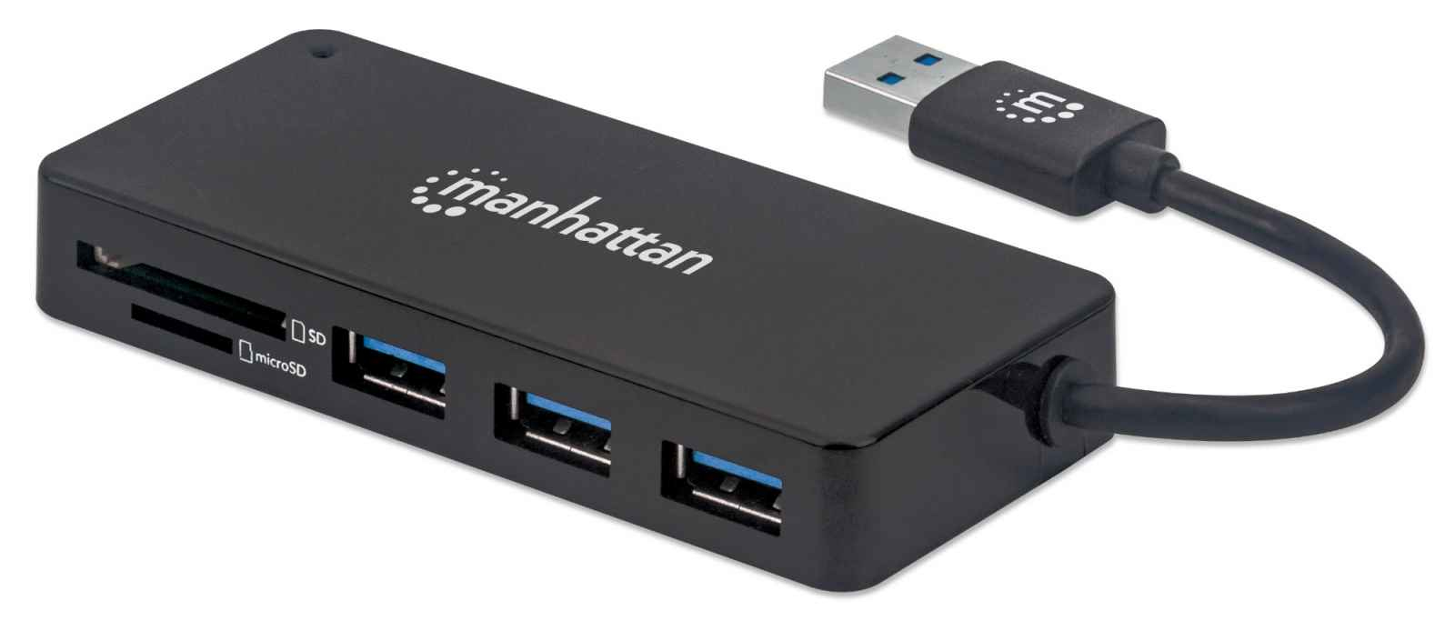 Manhattan USB-A 3-Port Hub with Card Reader, 3x USB-A ports, 5 Gbps (USB 3.2 Gen1 aka USB 3.0), SD, MicroSD, MMC and Memory Stick; Bus Power, SuperSpeed USB, Bl – image 5