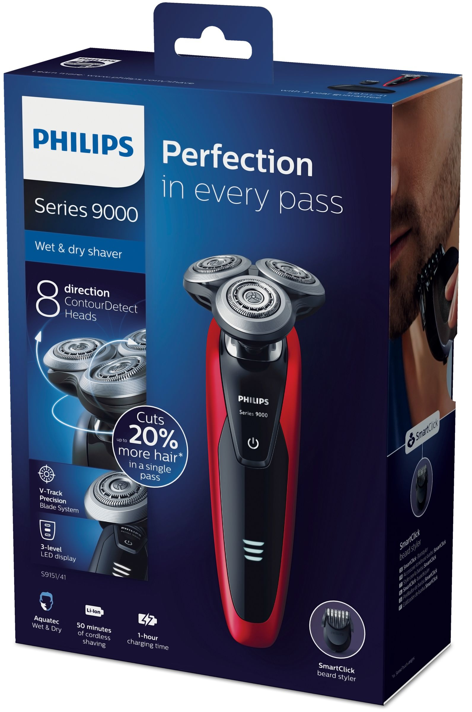 Philips SHAVER Series 9000 S9151/41 men's shaver Black, Red – image 2