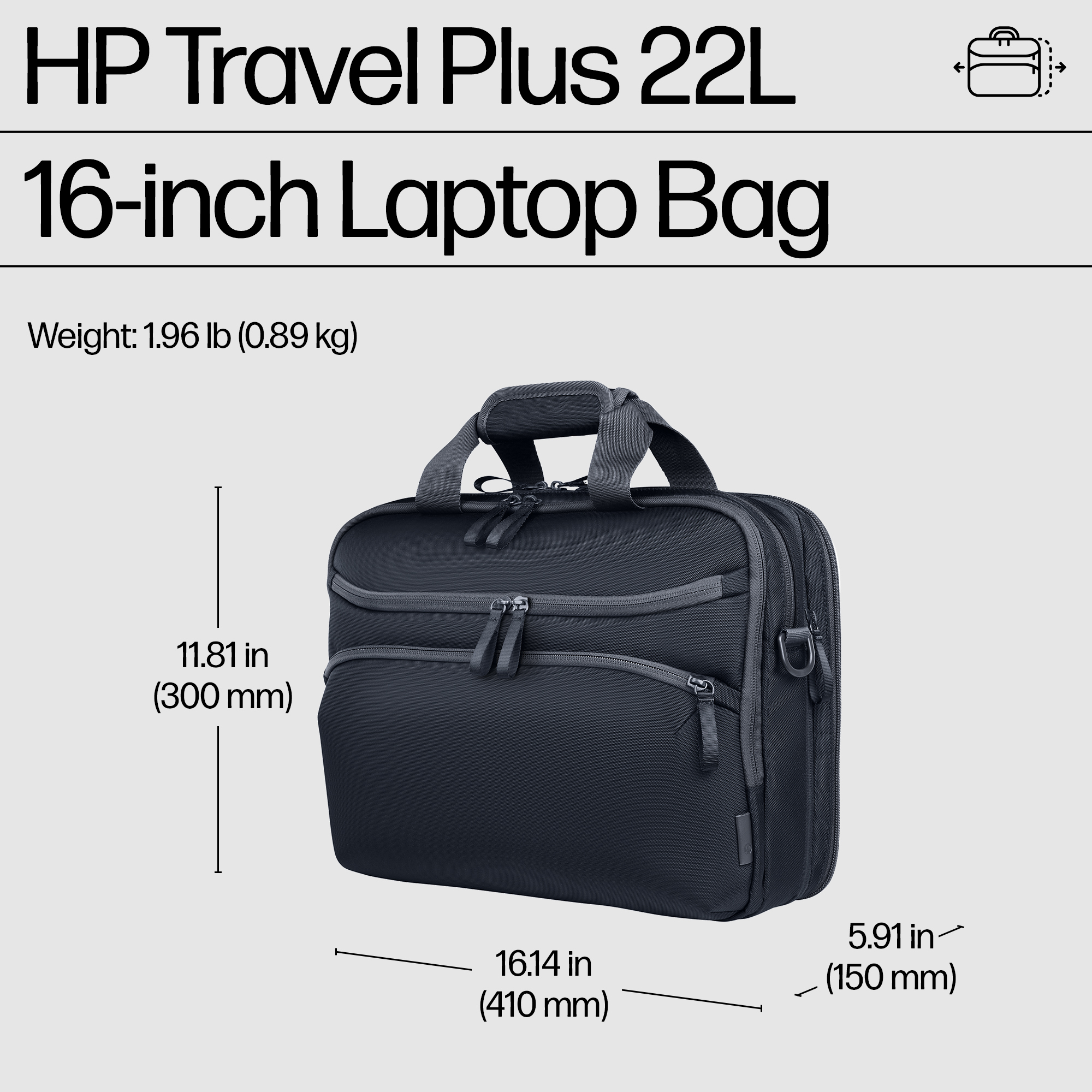 HP Travel Plus 22 Liter 16 Laptop Bag – image 3