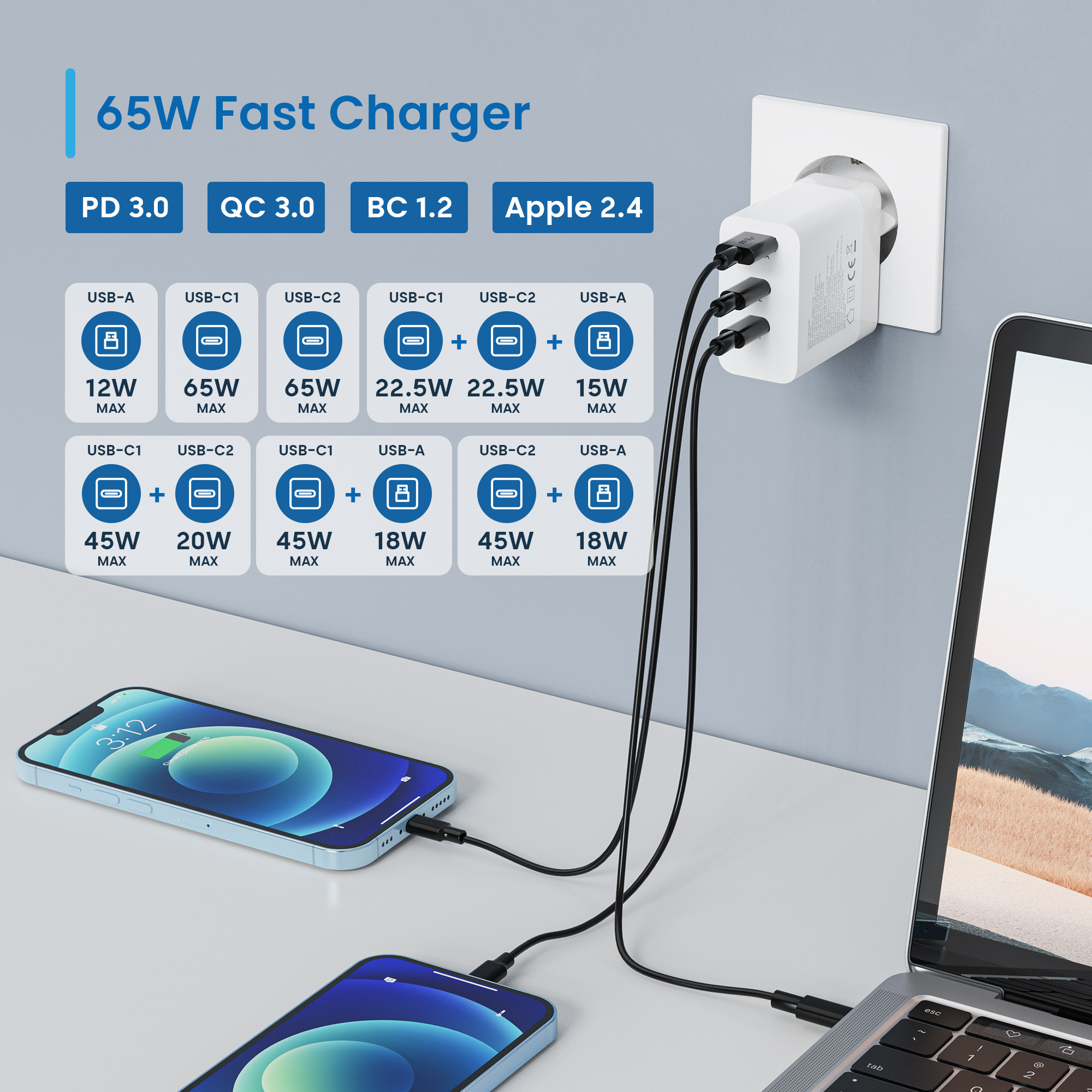 Ewent EW1323 mobile device charger Universal White AC Fast charging Indoor – image 3
