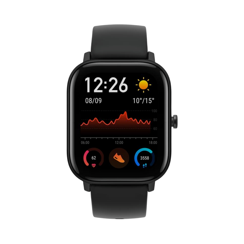 Amazfit GTS 4.19 cm (1.65") AMOLED 43 mm Digital 348 x 442 pixels Touchscreen Black GPS (satellite)
