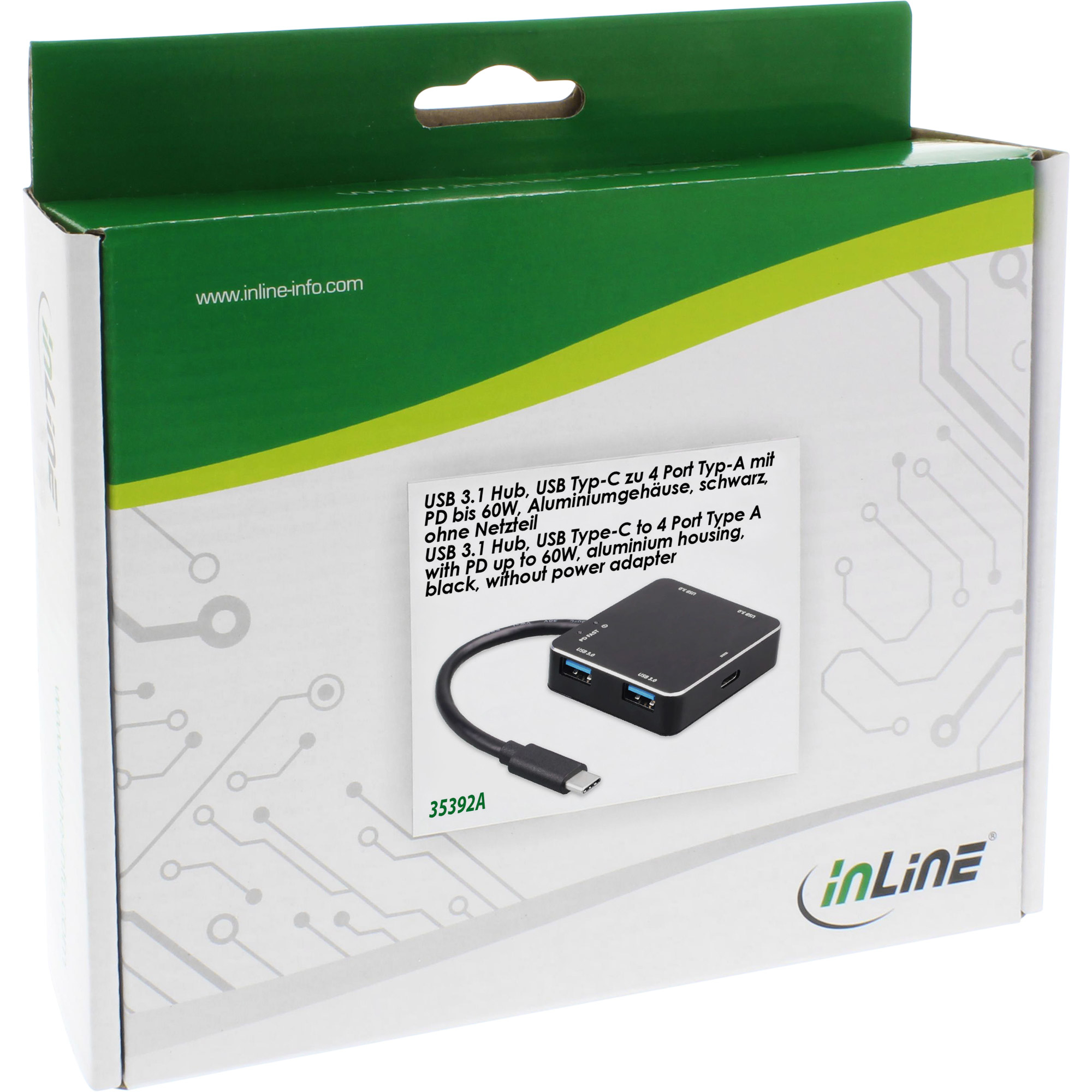 InLine USB 3.1 Hub, USB-C to 4 Port USB-A, with PD – image 3