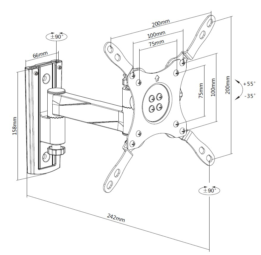 Equip 13"-42” Articulating TV Wall Mount Bracket, Profile range – image 3