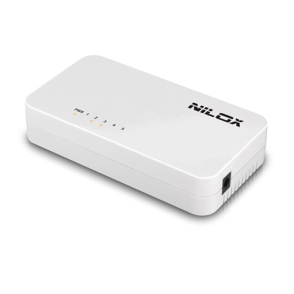 Nilox 16NX04DC5P001 network switch Unmanaged Fast Ethernet (10/100) White – image 1