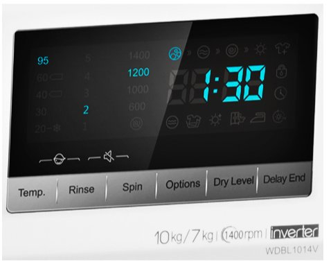 Hisense WDBL1014V washer dryer Freestanding Front-load Black, White – image 2