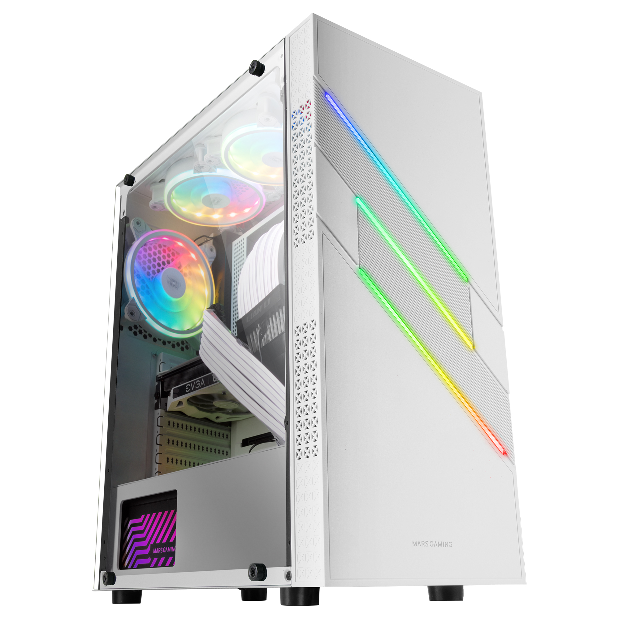 Mars Gaming MC-U3 White PC Gaming ATX XL Case Front Triple ARGB – image 1