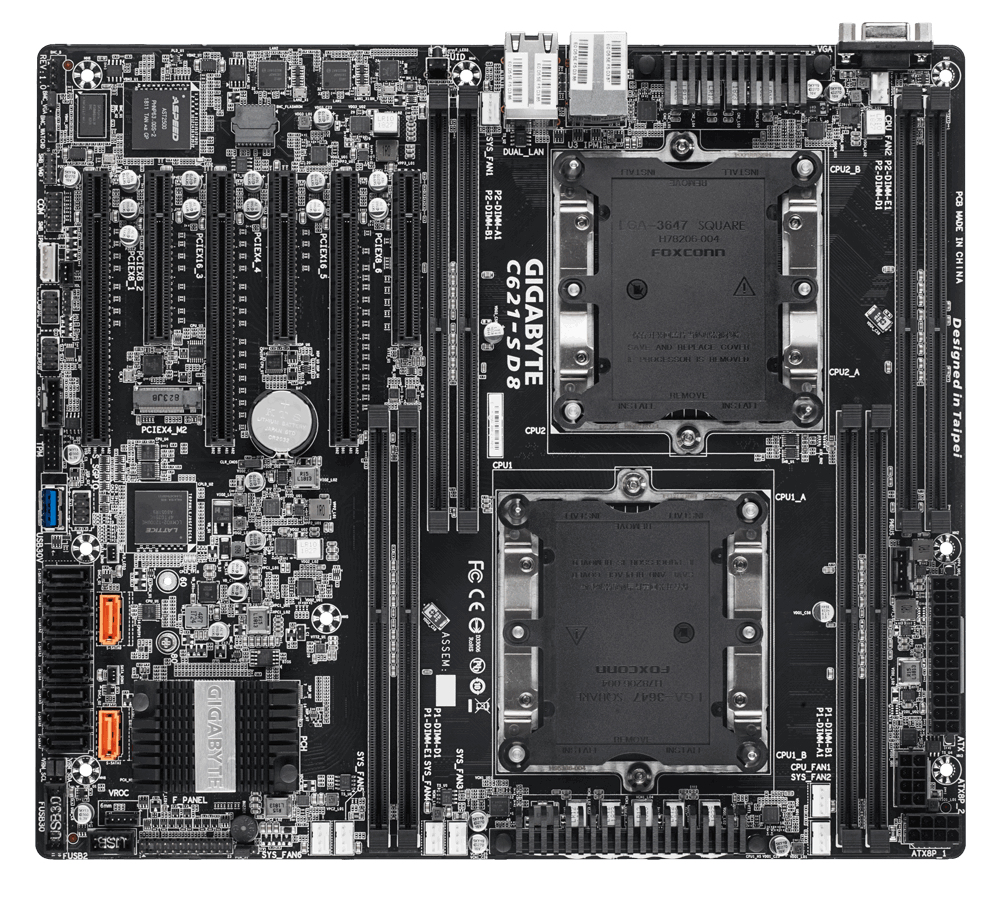 GIGABYTE C621-SD8 motherboard Intel® C621 LGA 3647 (Socket P) – image 2