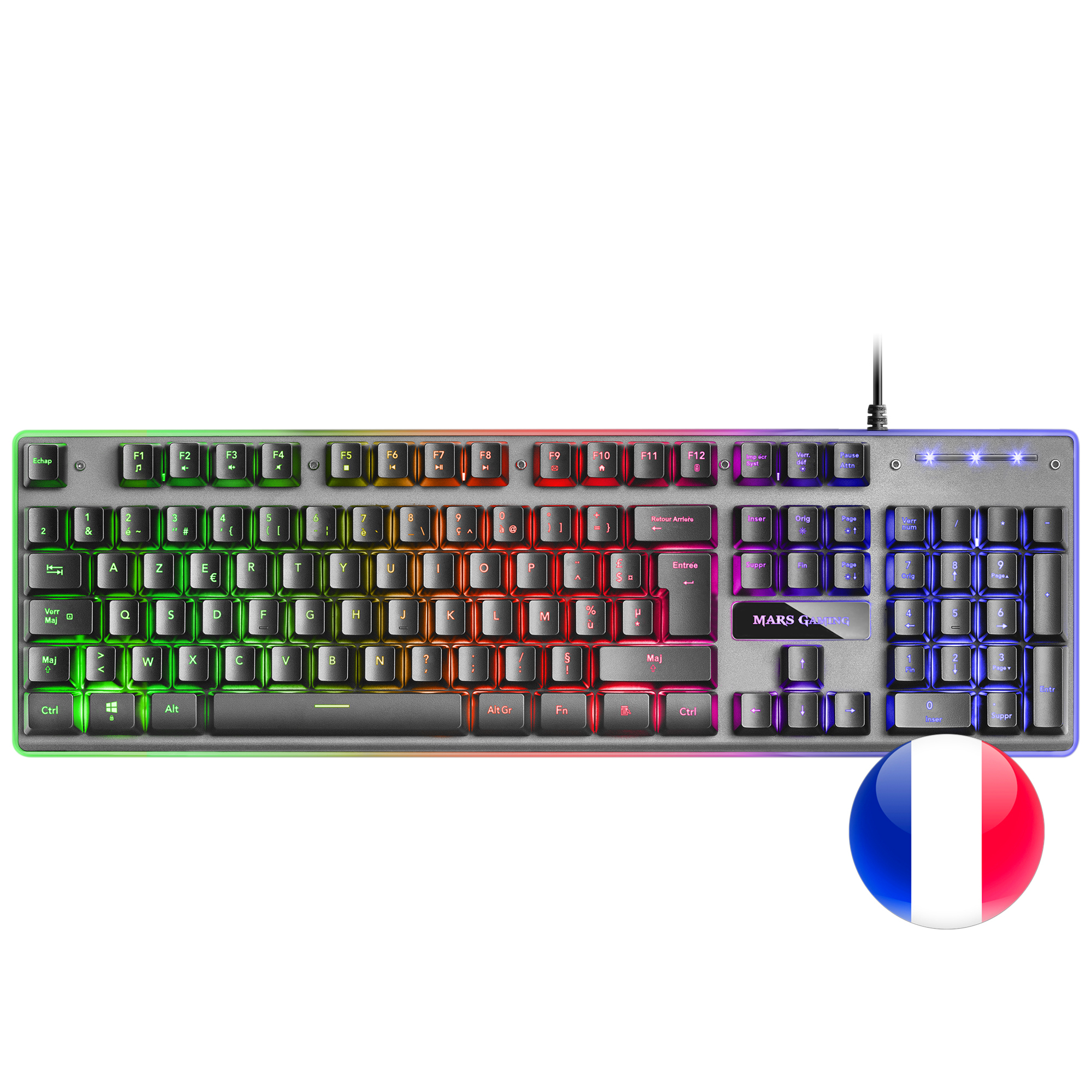 Mars Gaming MK220FR Gaming Keyboard H-Mech FRGB Rainbow and Halo Antighosting French Language – image 7