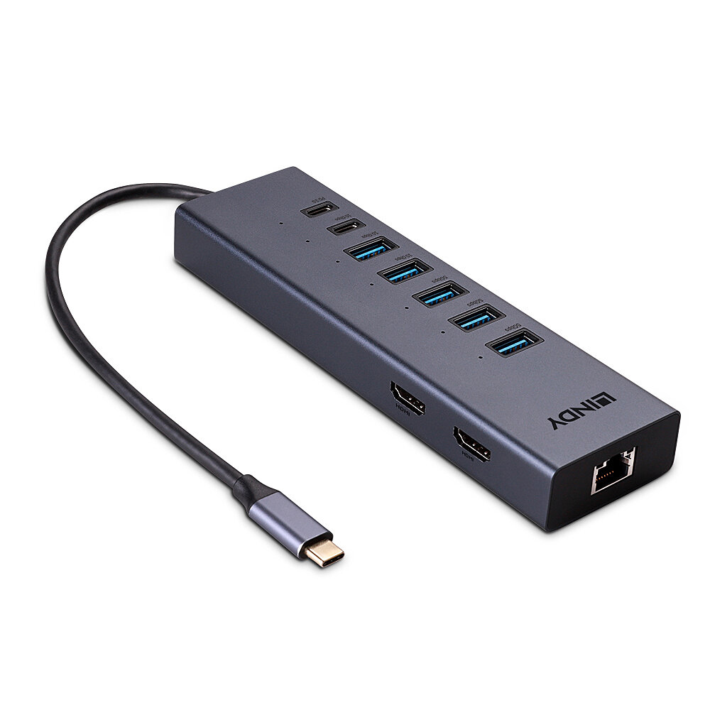 Lindy DST-Mini Duo, USB-C Laptop Mini Docking Station