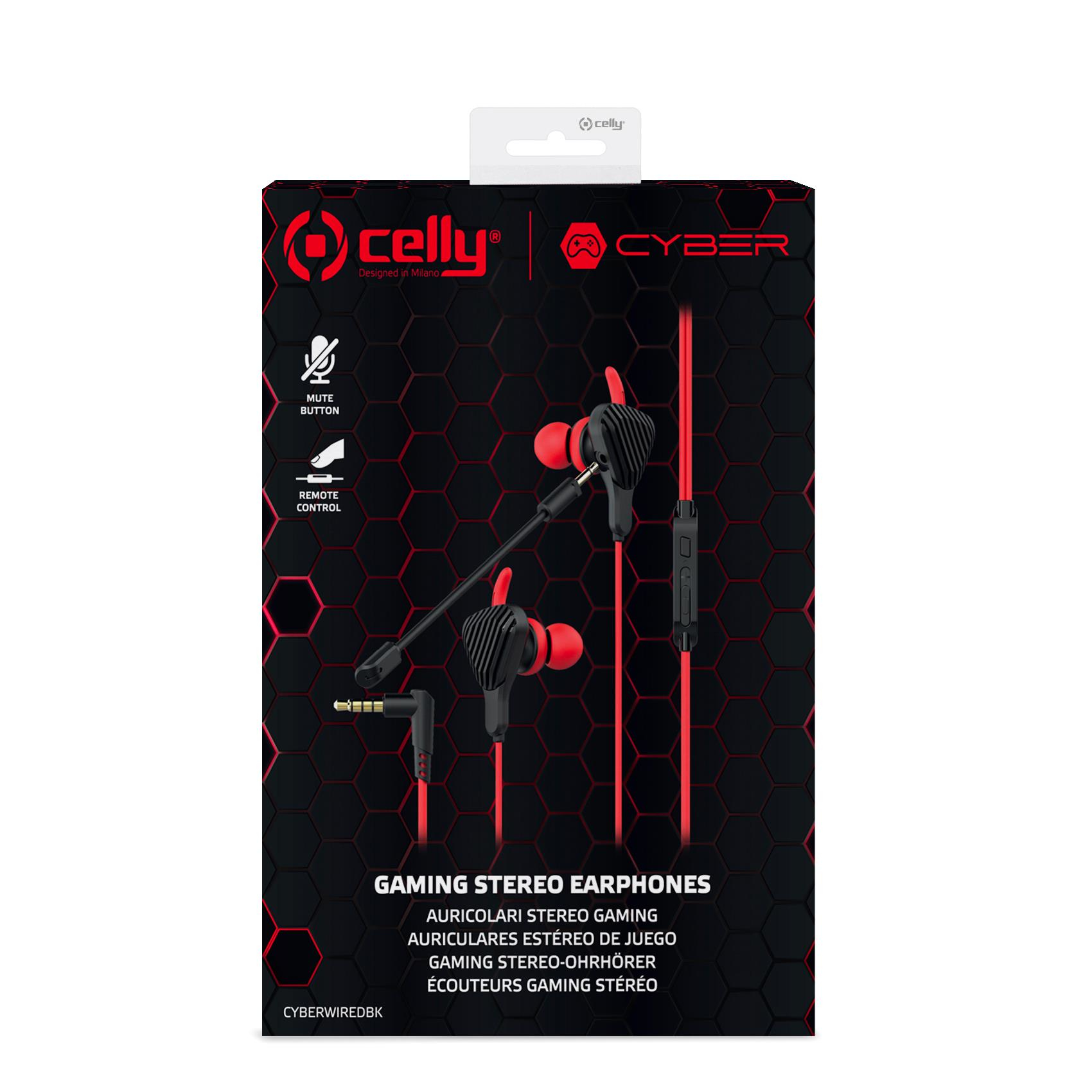 Celly CyberWired Headset Wired In-ear Gaming Black, Red – image 7