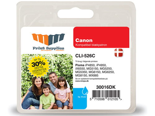 MM Cyan Inkjet Cartridge - Replaces Canon CLI-526C (4541B001) - 30% Extra ink compared to OEM