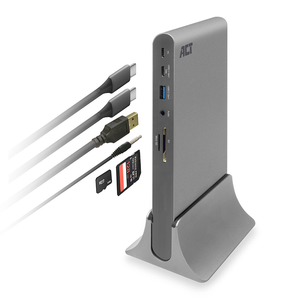 ACT AC7046 USB-C Docking Station 3 monitors HDMI, DisplayPort, with ethernet, USB hub, card reader and audio – image 5