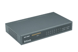 D-Link 7-port TP 10/100Mbps + 1-port 100BaseFX fiber, desktop switch - External PSU