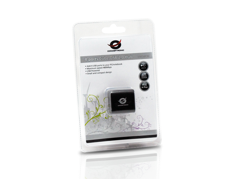 Conceptronic C4USB2CUBEB interface hub 480 Mbit/s Black – image 4
