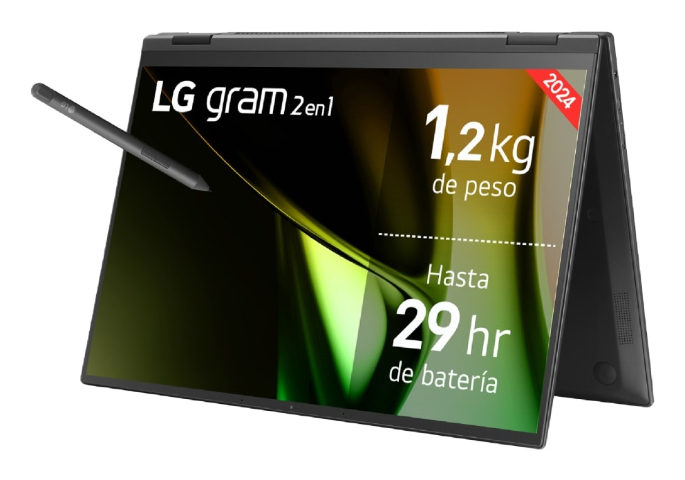 LG Gram 14T90S Intel Core Ultra 7 155H Hybrid (2-in-1) 35.6 cm (14″) Touchscreen WUXGA 16 GB LPDDR5-SDRAM 512 GB SSD Wi-Fi 6E (802.11ax) Windows 11 Home Spanish Black
