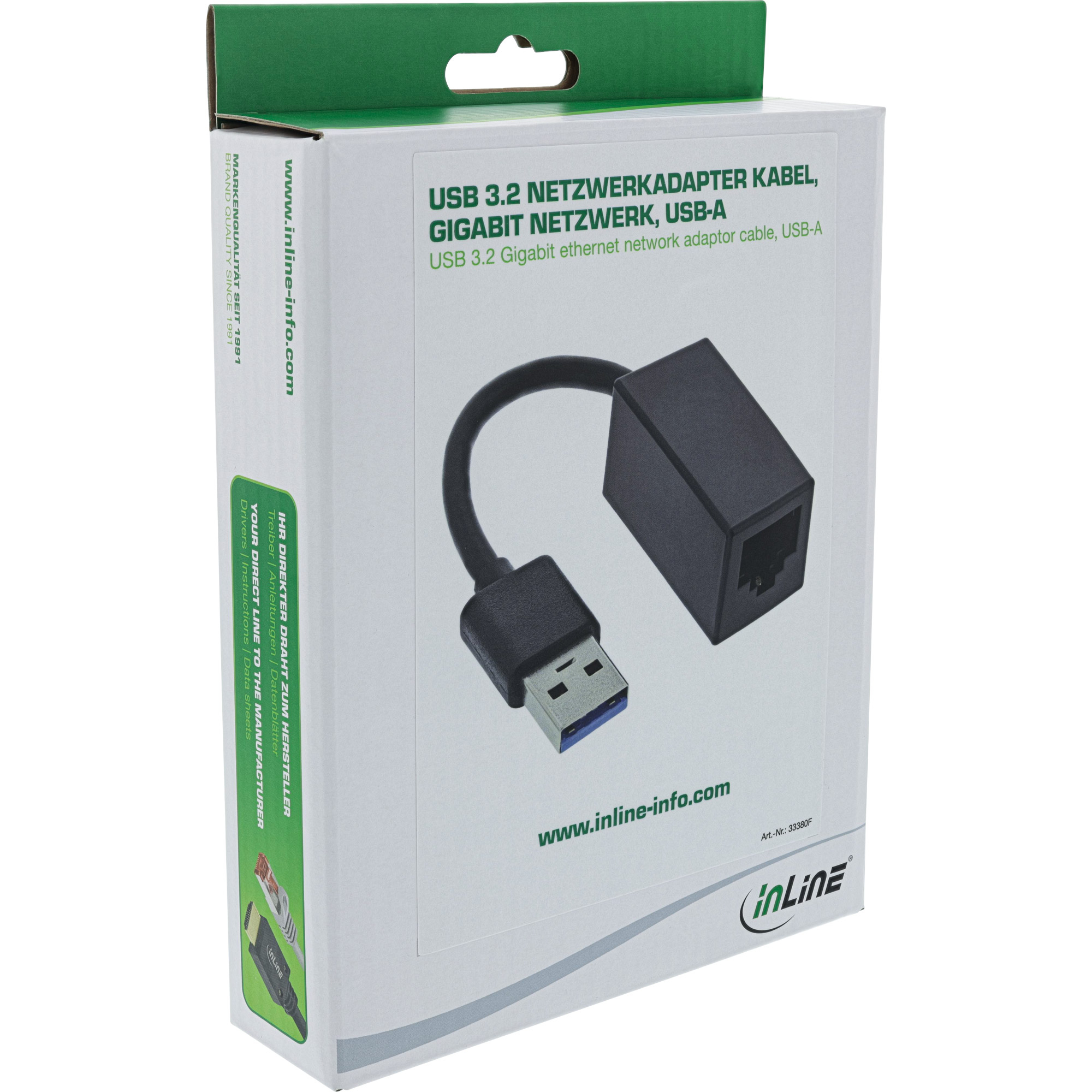 InLine USB 3.2 Gigabit ethernet network adaptor cable, USB-A – image 2