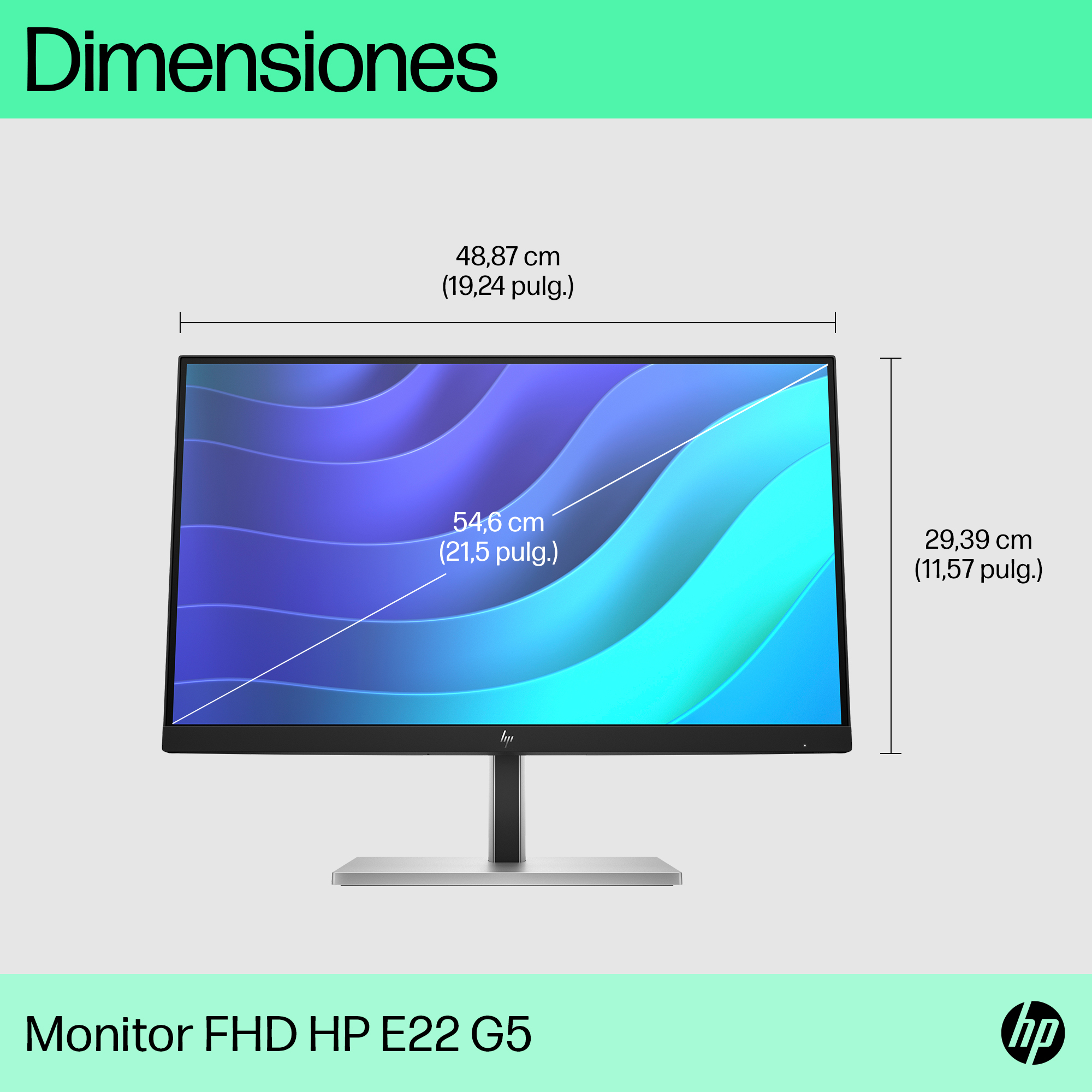 HP E-Series E22 G5 FHD Monitor. Display diagonal: 54.6 cm (21.5"), HD type: Full HD, Display technology: LCD, Display surf
