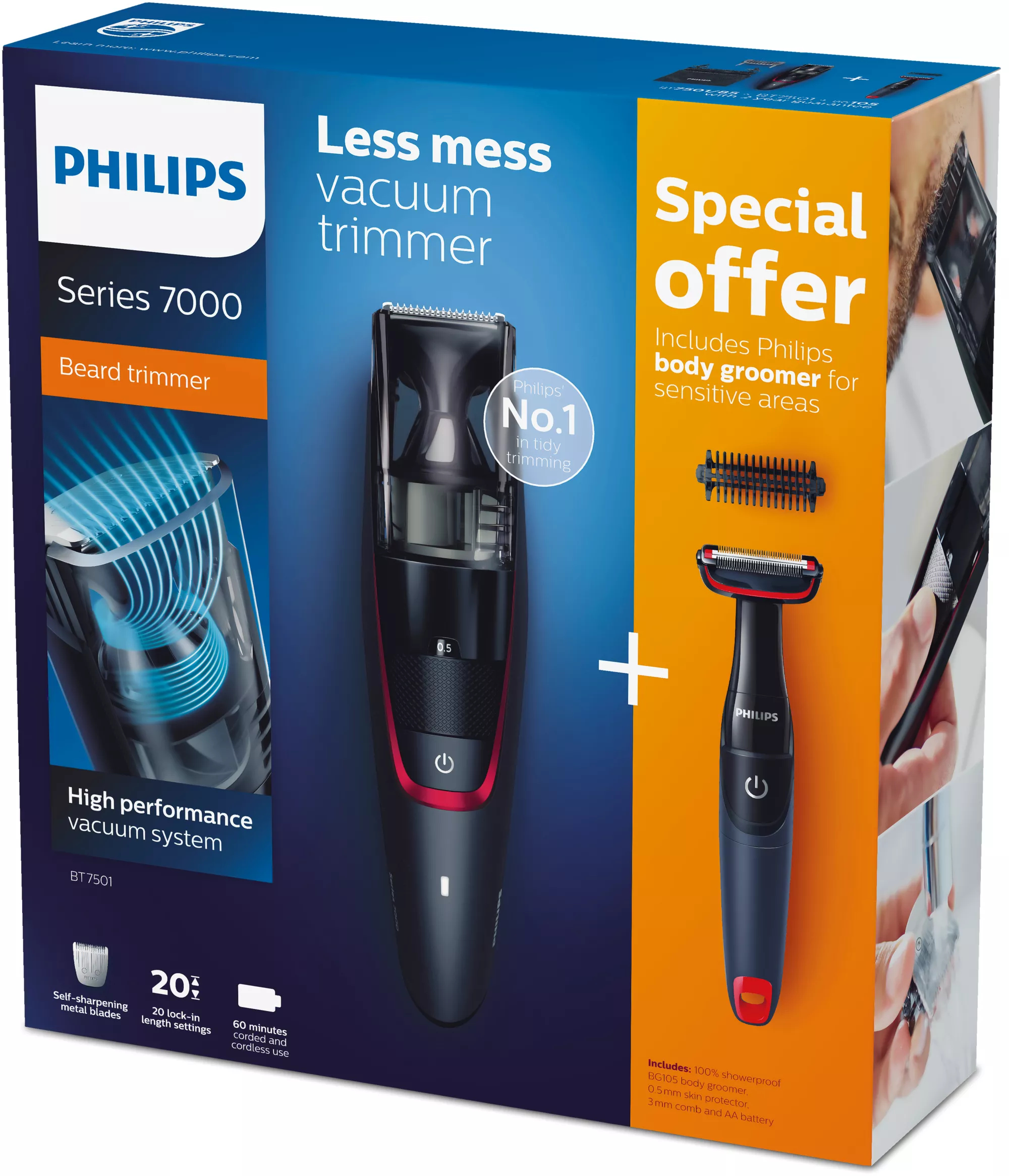 Philips BEARDTRIMMER Series 7000 BT7501/85 beard trimmer AC/Baterry 20 – image 2