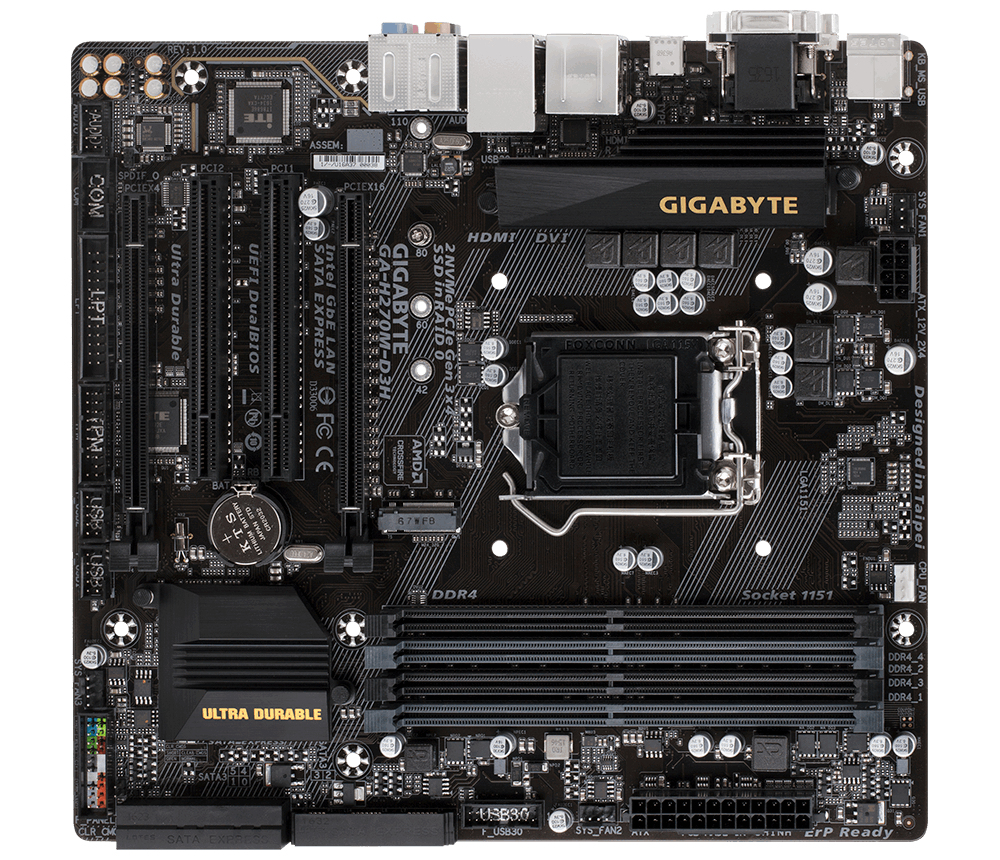 GIGABYTE GA-H270M-D3H motherboard Intel® H270 LGA 1151 (Socket H4) micro ATX – image 2