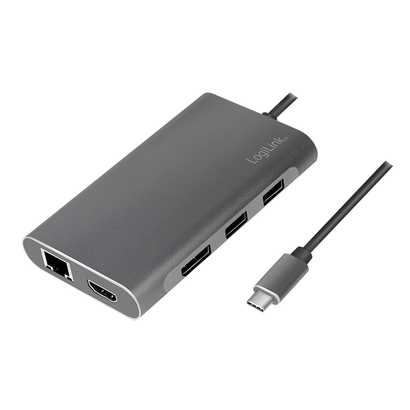 LogiLink UA0382 laptop dock/port replicator Wired USB 3.2 Gen 1 (3.1 Gen 1) Type-C Silver – image 1