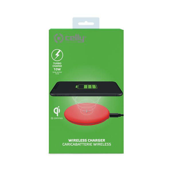 Celly WLFASTFEELRD mobile device charger Smartphone Red USB Wireless charging Fast charging Indoor – image 3