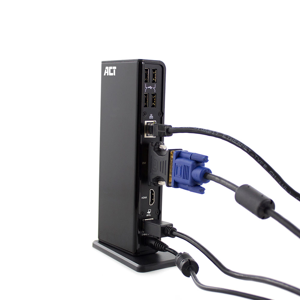 ACT AC6150 USB Dual Docking station, with HDMI, DVI, 2x USB 3.2 Gen 1 (USB 3.0) , 4x USB 2.0, Ethernet and – image 3