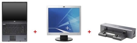 HP Compaq nx6125 + HP L1706 17" TFT + HP Basic Docking