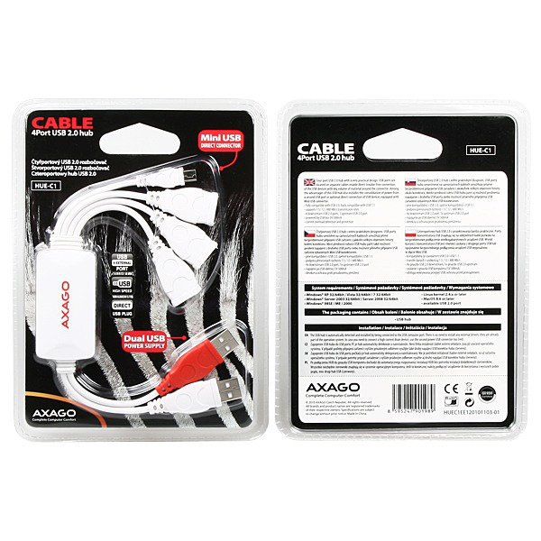 Axagon HUE-C1 interface hub 480 Mbit/s White – image 5
