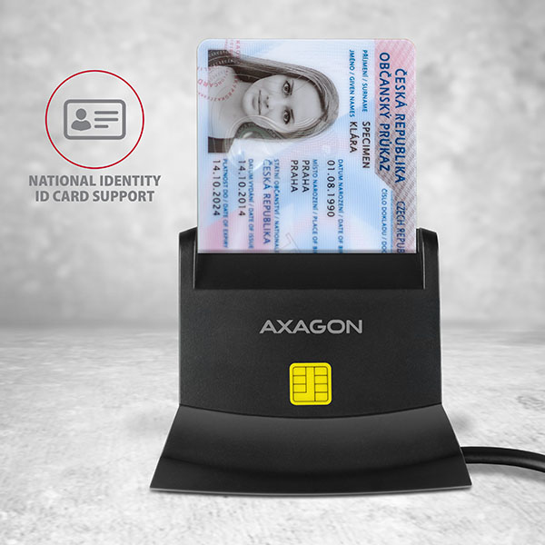 Axagon CRE-SM2 Universal desktop USB contact Smart / ID and SD / microSD / SIM card reader. – image 3