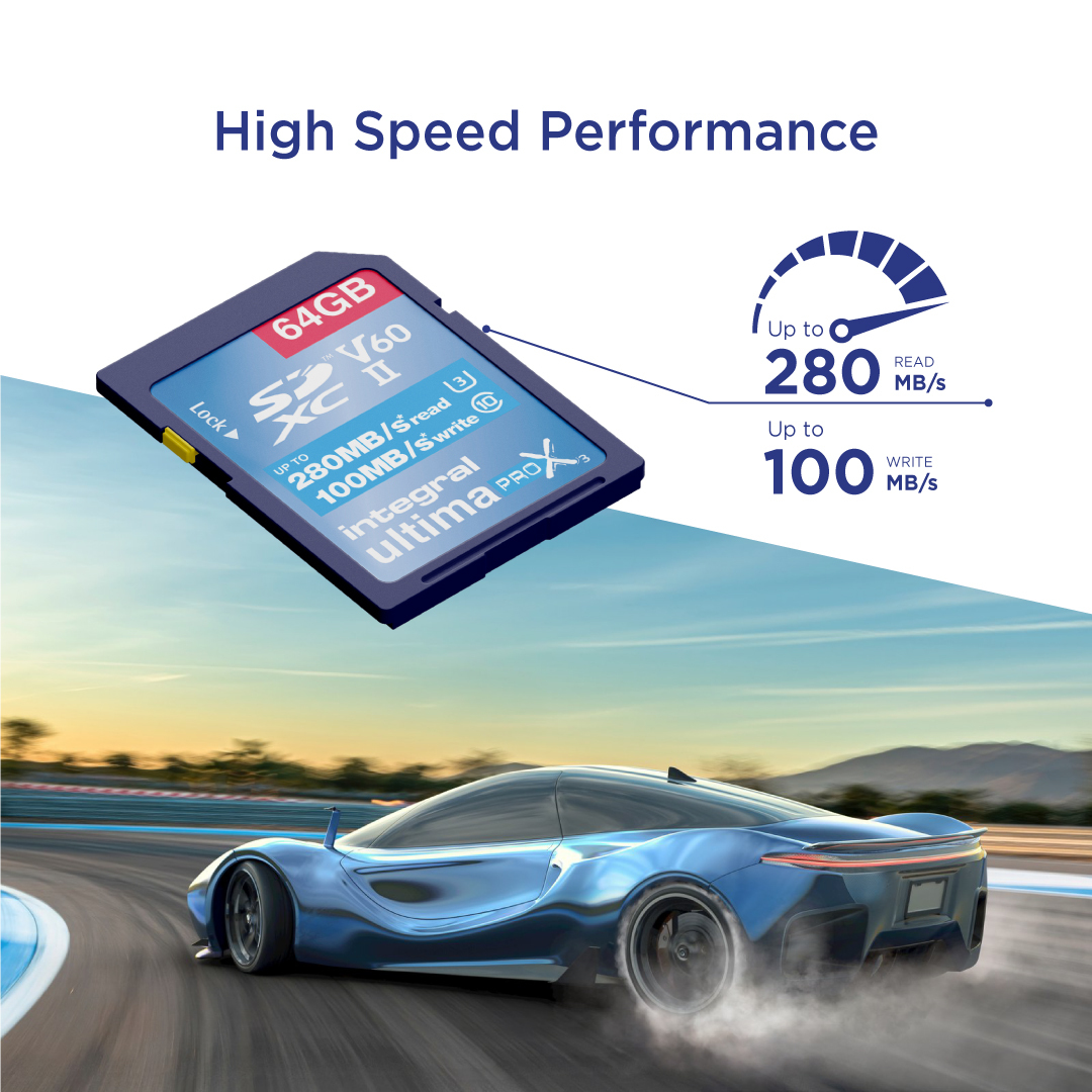 Integral 64GB 2PK SDXC UHS-II U3 CL10 V60 UP TO R-280 W-100 MBS WITH METAL CARD CASE – image 2