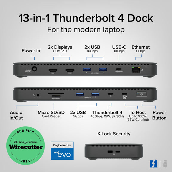 Plugable Technologies TBT4-UD5 laptop dock/port replicator Wired USB 3.2 Gen 2 (3.1 Gen 2) Type-C Black – image 2