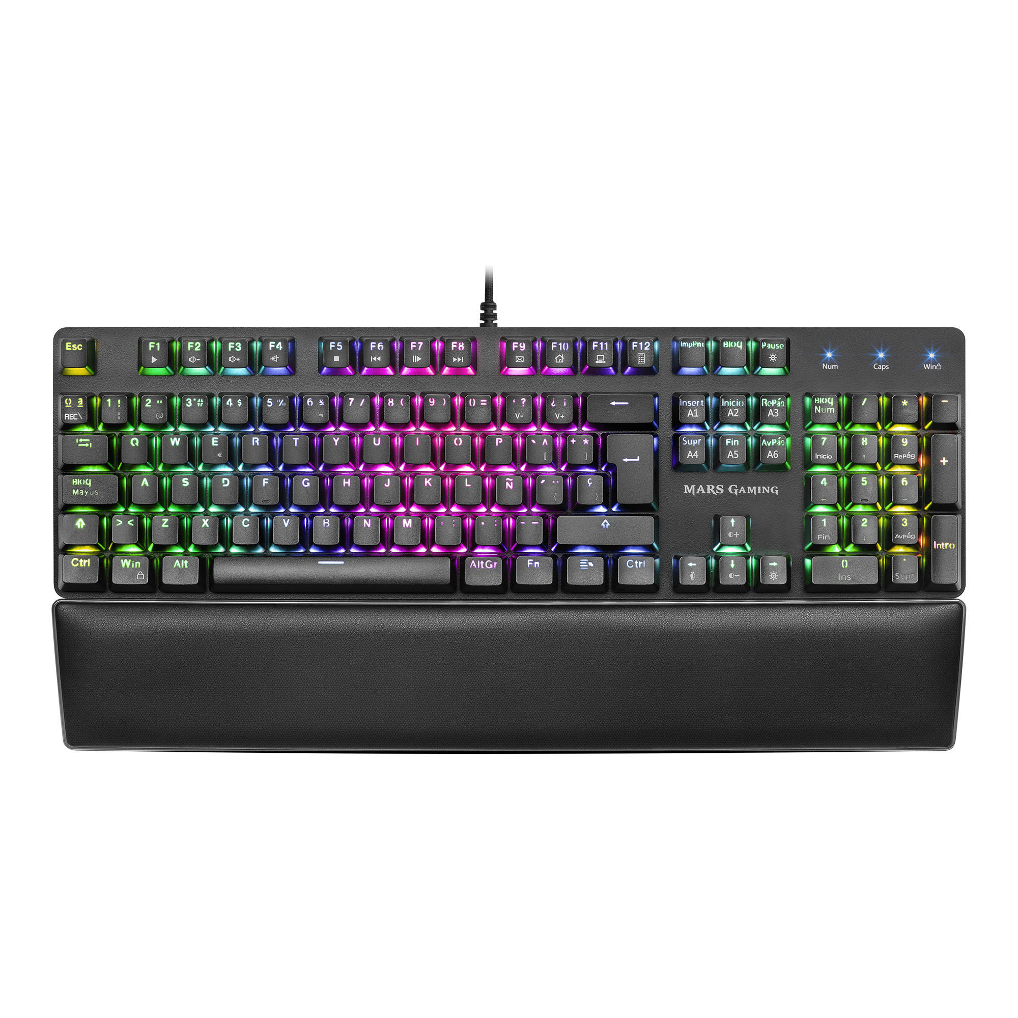 Mars Gaming MK5BES Mechanical RGB Keyboard Padded Wristrest Switch OUTEMU SQ Blue Spanish Language – image 2