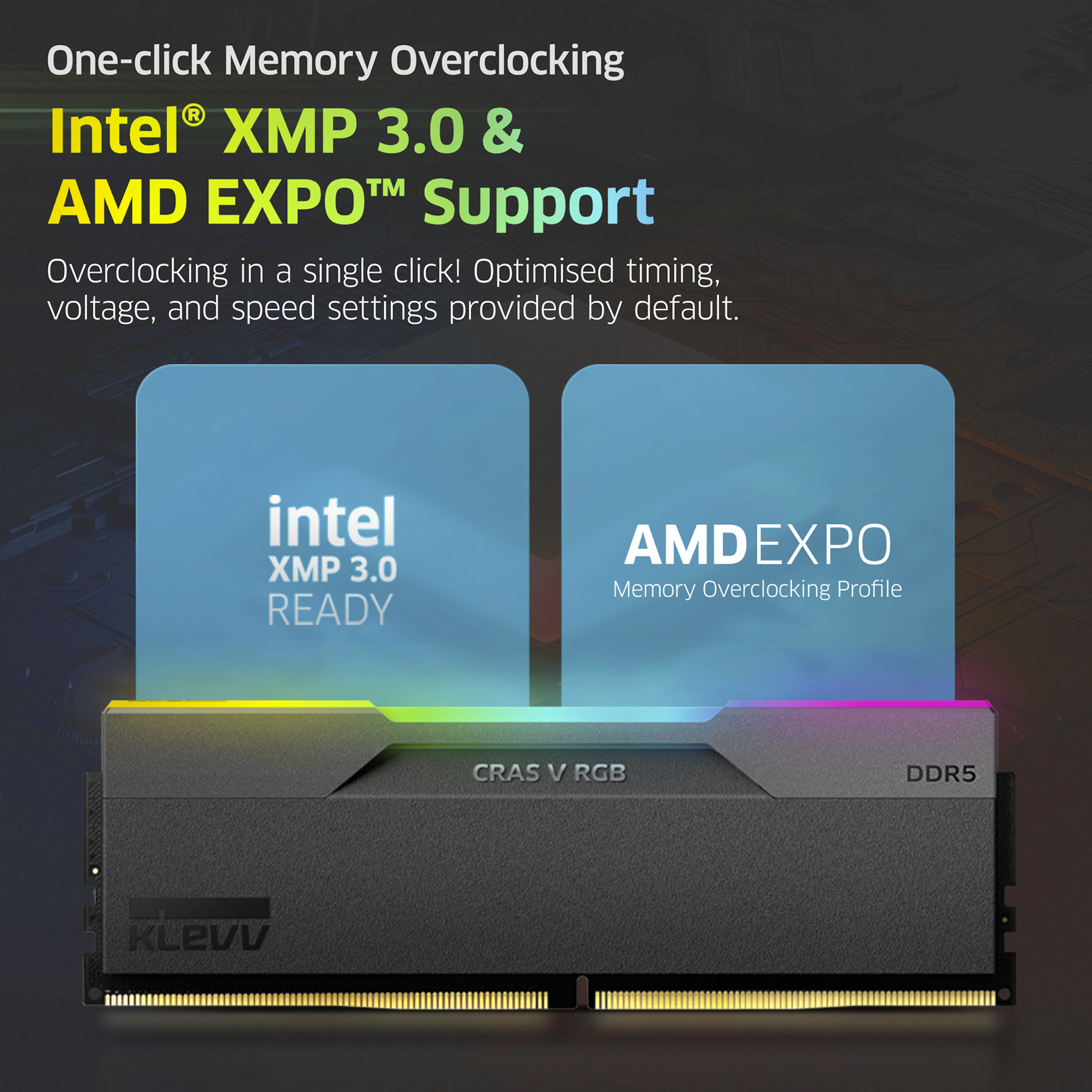 Klevv 48GB (2x24GB) 6000MHz CL30 DDR5 GAMING RAM MODULE 30-36-36-76 1.35V CRAS V RGB KIT image 7