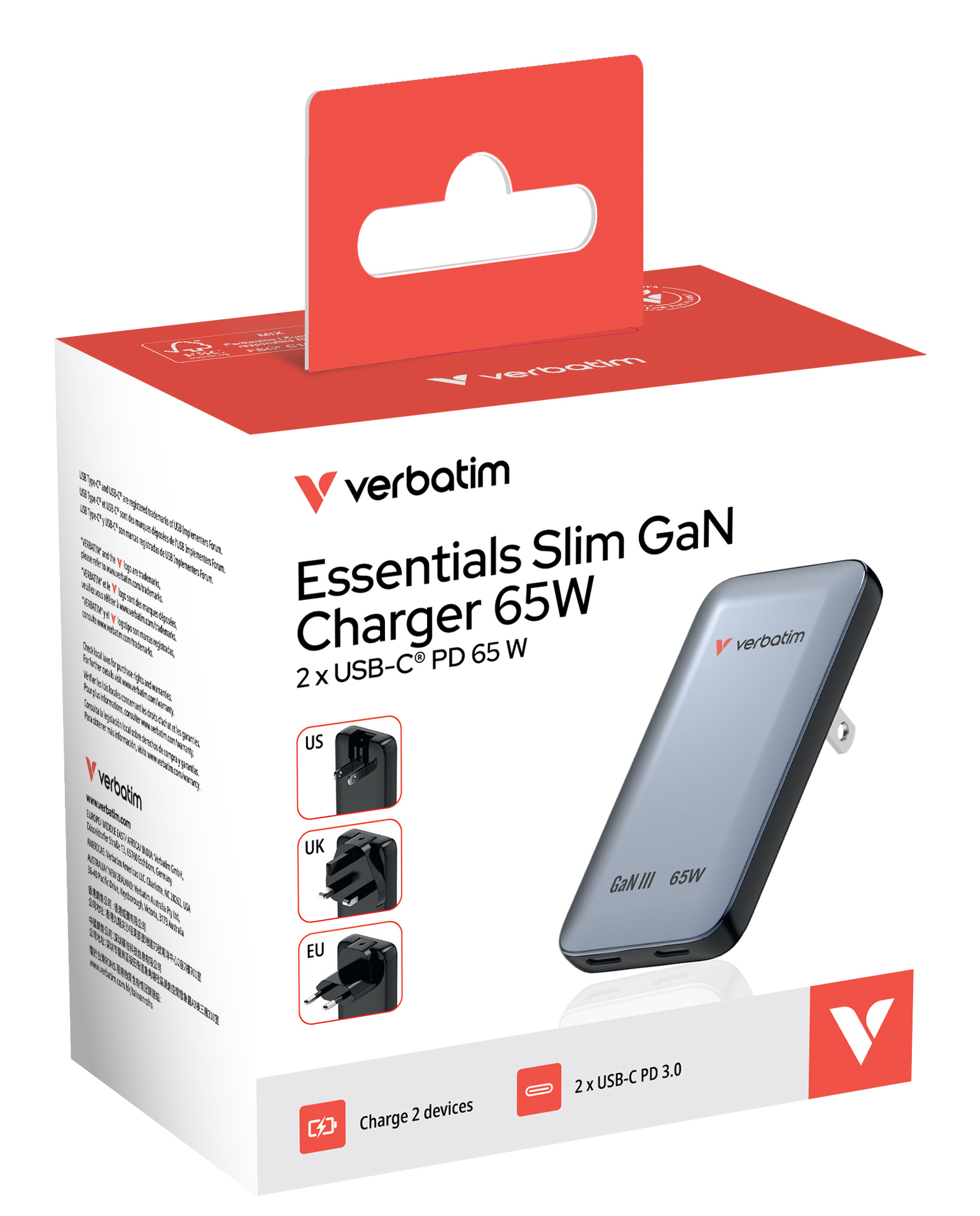Verbatim Essentials Slim GaN Wall Charger – image 3