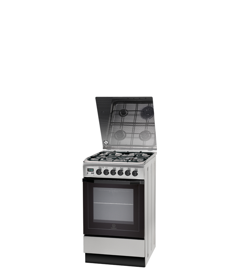 Indesit I5TMH6AG(X)/NL cooker Freestanding cooker Electric Gas Black, Stainless steel