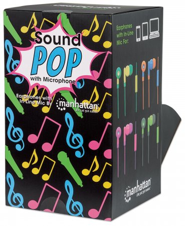 Manhattan x40 Earphones with In-Line Mic (Clearance Pricing), Counter Top Display Pack, x4 colour combinations: Teal/Yellow, Blue/Orange, Pink/Fuschia, Black/Gr – image 4