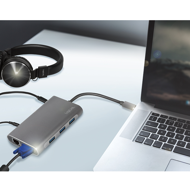LogiLink UA0383 laptop dock/port replicator Wired USB 3.2 Gen 1 (3.1 Gen 1) Type-C Silver – image 8