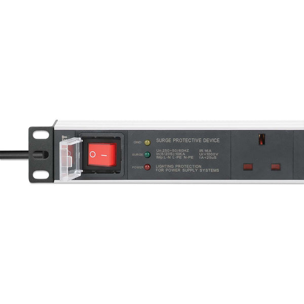 Intellinet 19" 1U PDU 6-way UK, With switch and Surge Protection, Rackmount, Power Distribution Unit, UK 3-pin outlets, 3m power cord, output – image 5