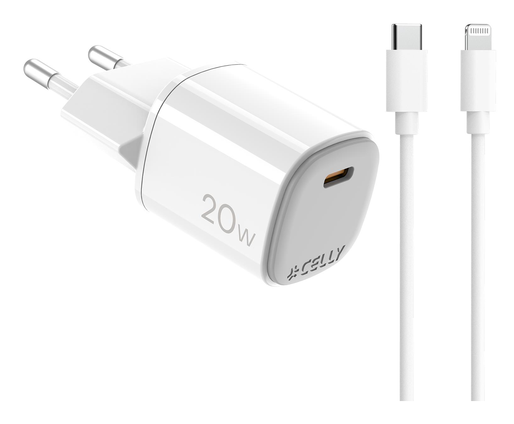 Celly UPTC1USBC20WCTL mobile device charger Digital camera, Microphone, Smartphone, Smartwatch, Tablet, Telephone White USB Indoor – image 1