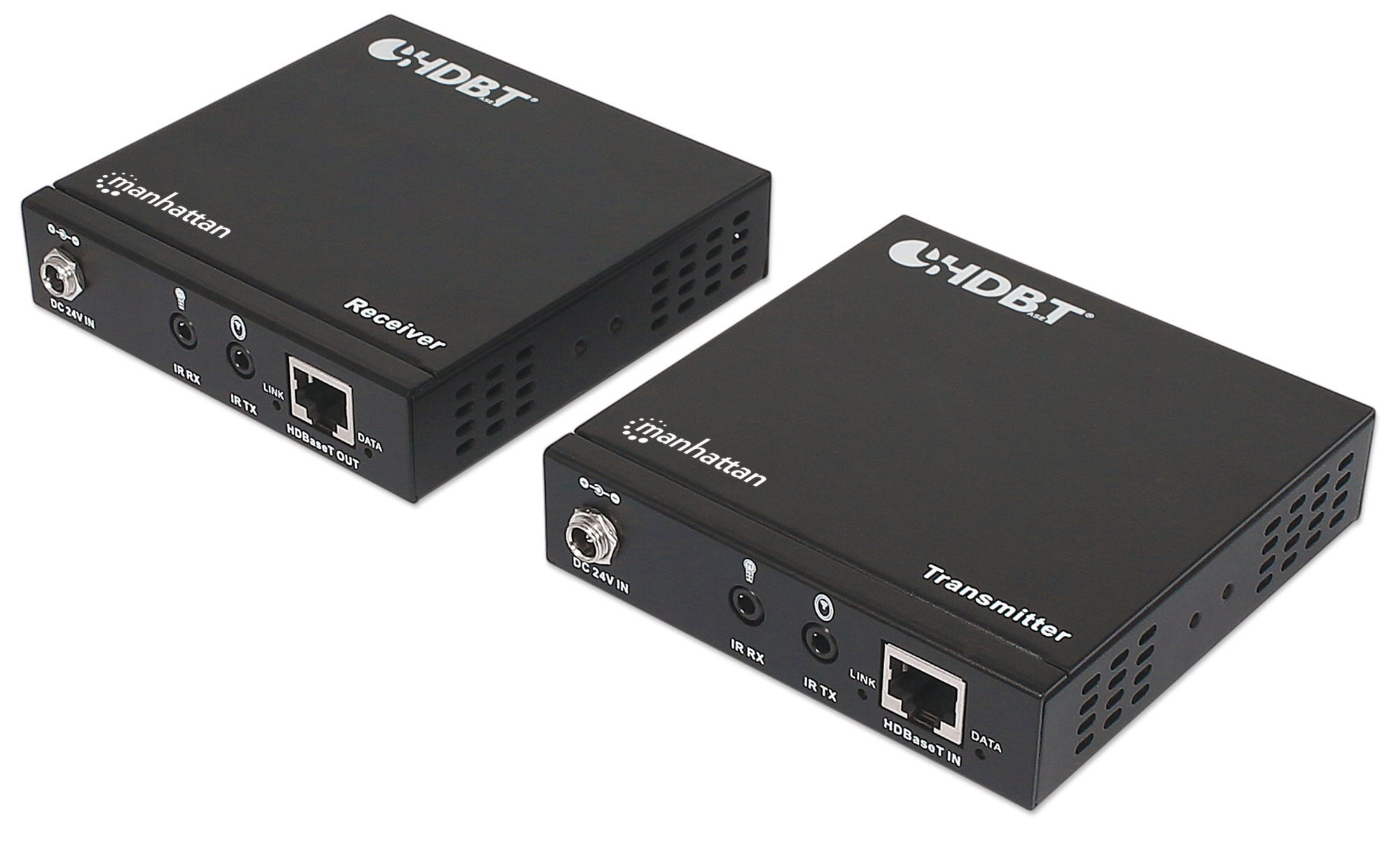 Manhattan 4K HDMI HDBaseT over Ethernet Extender Kit, Extends Distances of 4K@30Hz up to 70m and 1080p up to 100m Using Single Ethernet Cable, Power over Cable, – image 1