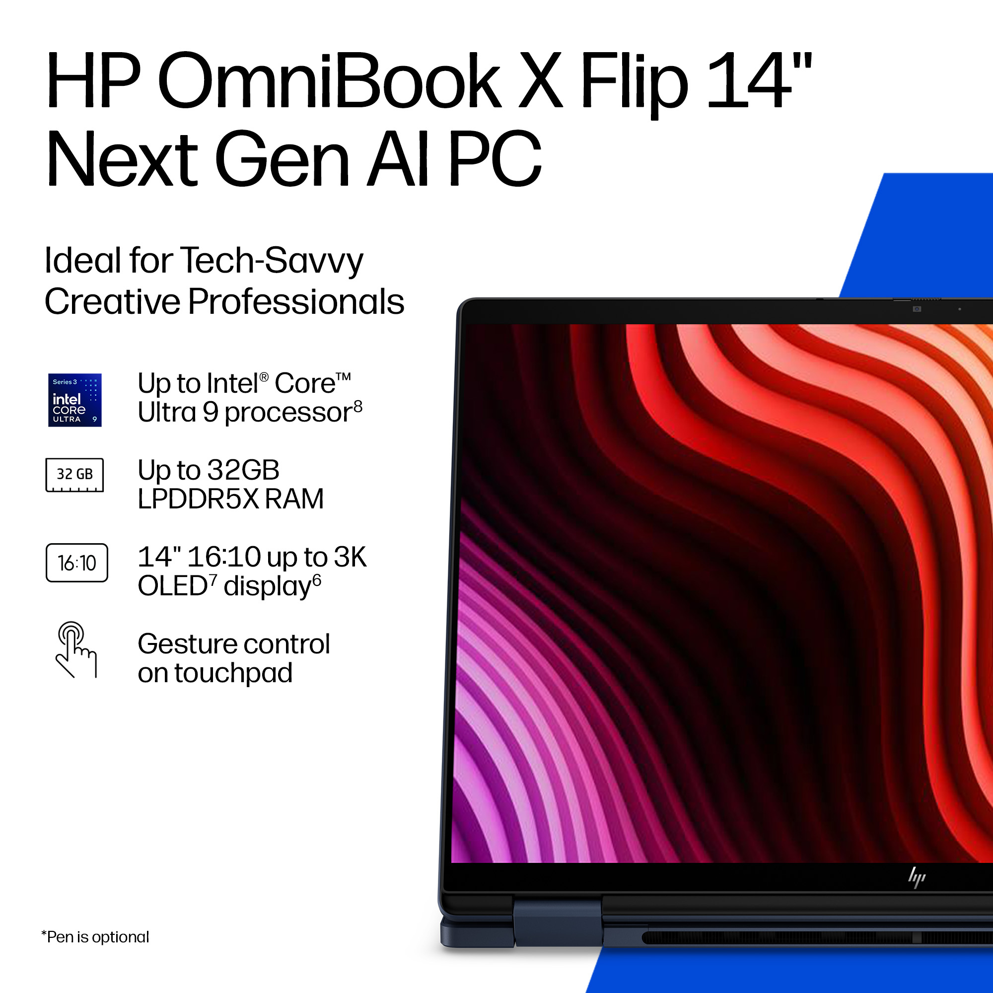 HP DQ8R8EA laptop Copilot+ PC Intel Core Ultra 5 325 35.6 cm (14″) Touchscreen 2K 16 GB LPDDR5x-SDRAM 512 GB SSD Wi-Fi 7 (802.11be) Windows 11 Home Blue image 4