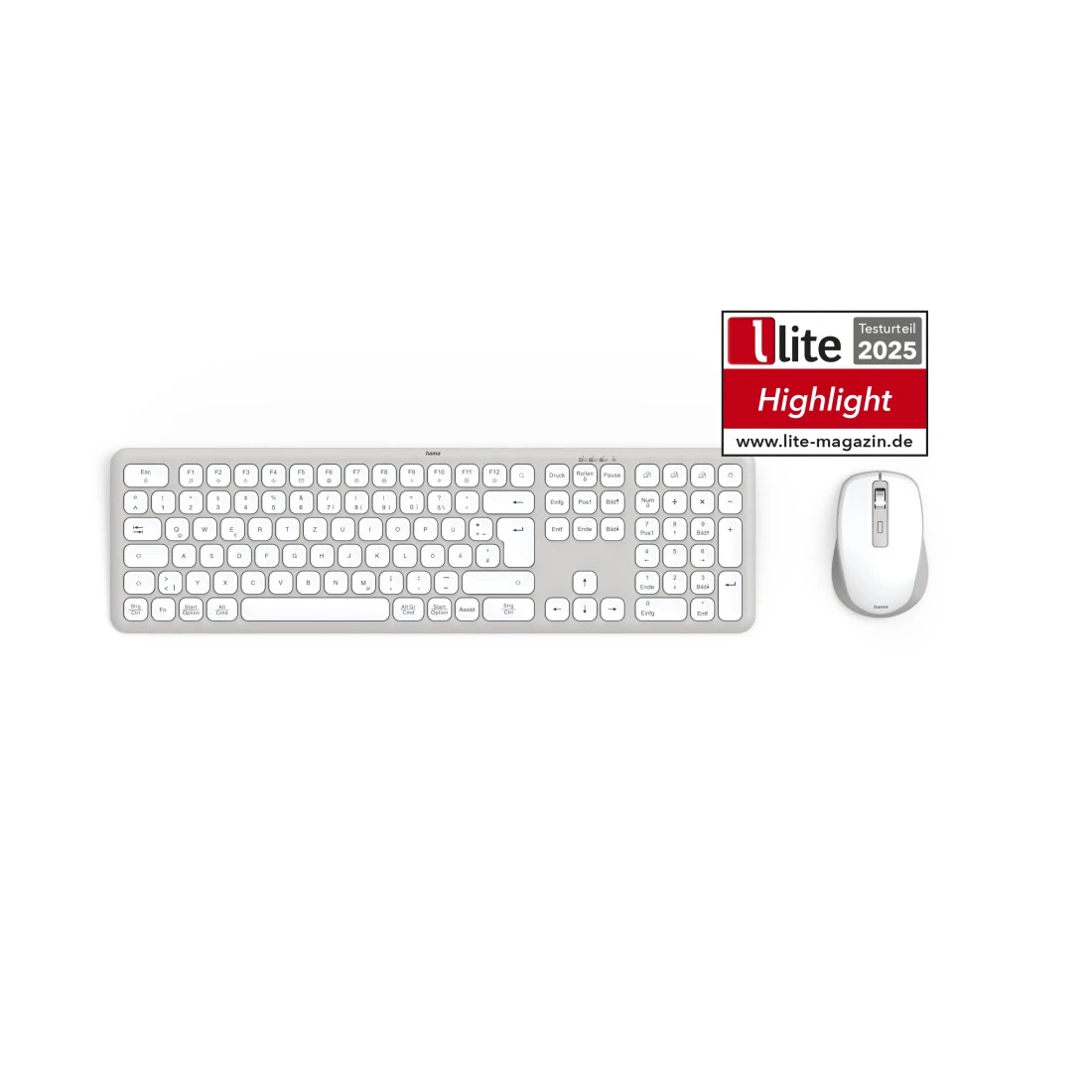 Hama WKM-550 keyboard Mouse included Home/Office RF Wireless + Bluetooth QWERTZ Swiss Grey, White – image 2